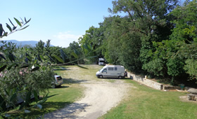 Area camper immersed in the Tuscan hills