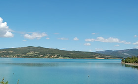 Artificial lake dam Montedoglio in Tuscany